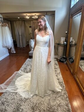 Stella York Style 7971 Strapless A-Line Lace Wedding Dress Size 14